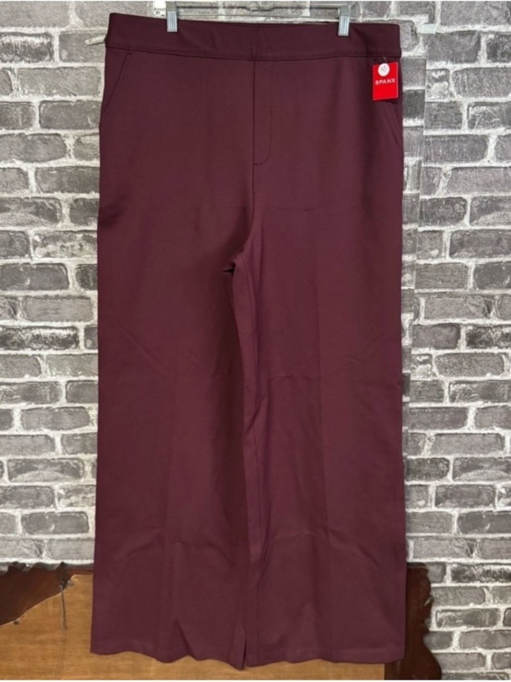 SPANX Wide Leg Pull-On Pants in Burgundy